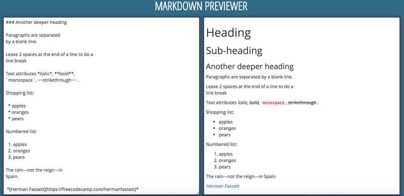 Markdown Previewer (FreeCodeCamp)